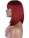 Kalyss Bob Short Hair Wig for Women Heat Resistant Yaki Synthetic Hair Brown Women's Wig With Hair Bangs (ombre burgundy red)