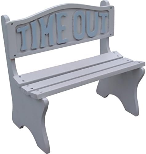 Time Out Kids White Frame With Blue Lettering Bench, SL180-WB