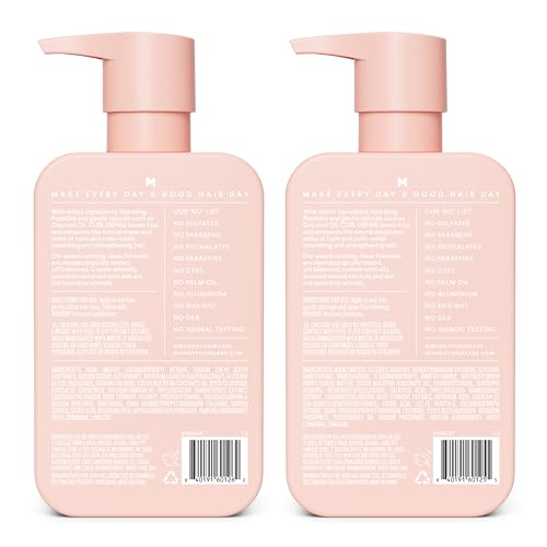 MONDAY HAIRCARE CURL DEFINE SHAMPOO + CONDITIONER SET (2 PACK) 12OZ EACH, NOURISHING CURLS, TAMES FRIZZ, ENHANCES SHINE WITH COCONUT OIL AND SHEA BUTTER, 100% RECYCLABLE BOTTLES