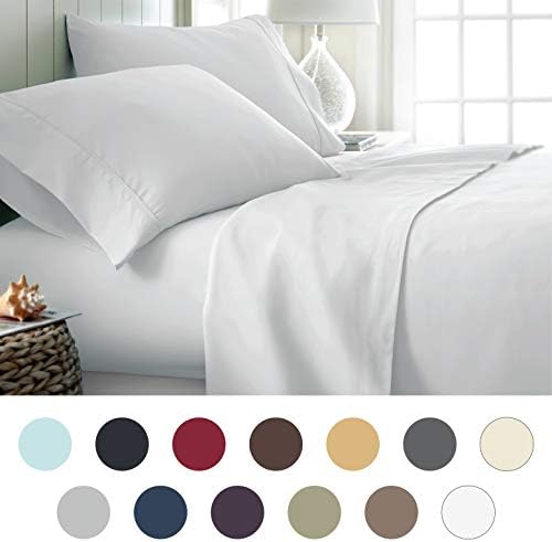ienjoy Home Hotel Collection Luxury Soft Brushed Bed Sheet Set, Hypoallergenic, Deep Pocket, King, White
