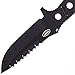 Benchmade - Fixed Adamas 375 Knife, Drop Point Blade with Spine Serrations, Plain Edge, Coated Finish, Black Handle, Sand Sheath, Made in the USA
