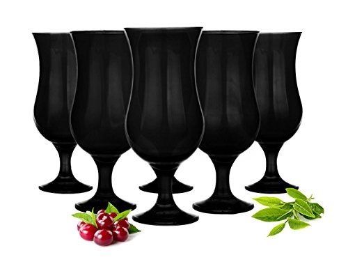 Sendez 6 Schwarze Cocktailgläser 480ml Hurricane Cocktailglas Longdrinkgläser Gläser