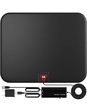 Gesobyte Amplified HD Digital TV Antenna Long 200 Miles Range - Support 4K 1080p Fire tv Stick and All Older TV's - Indoor Smart Switch Amplifier Signal Booster - 18ft Coax HDTV Cable/AC Adapter