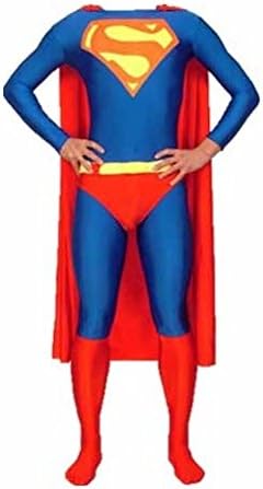 Superman SuperSkin Costume & Cape - Adult Unisex Men & Women Second Skin | Zentai Onesie Clothing Outfit Halloween Lycra Cheap