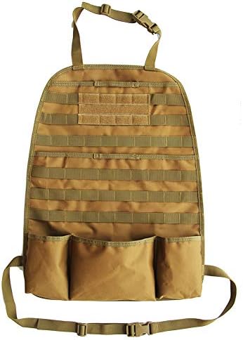GwUzsfu Seat Back Hanging Molle Strap Storage Bag Tactical Car Vehicle Nylon Organizer - Brown