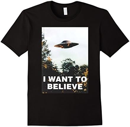 Mens UFO Shirt - I Want To Believe Alien UFO Tee Shirt Small Black