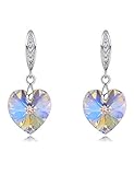 FANSING Womens Jewelry Austrian Heart Love Crystal Drop Dangle Hook Backs Earrings for Mom Gift Box Packaged Color Changing