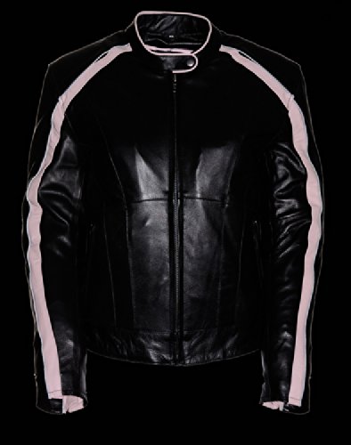 Milwaukee Women's Leather Jacket (Black/Pink, Medium)