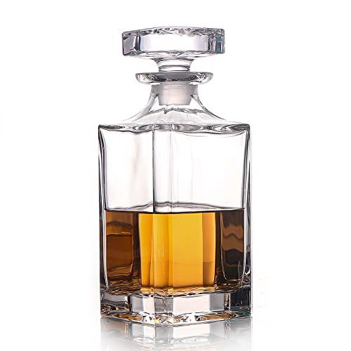 Glass Decanter with Airtight Geometric Stopper Whiskey Decanter for