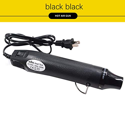 mofa emboss Heat Gun, Hot Air Gun Tools Shrink Gun with Stand For DIY Embossing And Drying Paint Multi-Purpose Electric Heating Nozzle 300W 110V (Black,Black)
