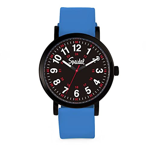Speidel Original Scrub Watch™ for Nurse, Medical Professionals and Students – Various Medical Scrub Colors, Easy Read Dial, Military Time with Second Hand, Blue w/Black Dial, Original Scrub