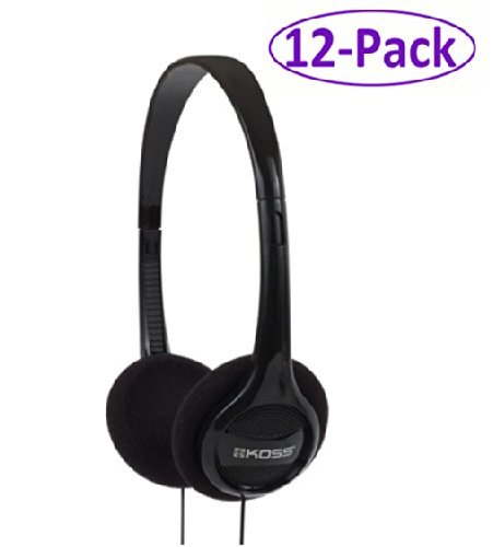 Koss Portable Stereo On-Ear Headphones with 4-Foot Cord and 3.5mm Plug, 12 Pack (KPH7-12)