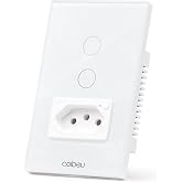 Interruptor Inteligente WiFi com Tomada, Interruptor Smart Sem Fio Doméstico Multifuncional, Controle Remoto de Eletrodomésti