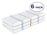 Royal 6 PACK Classic Kitchen Towels, 100% Natural Cotton, 14 x 25, Commercial Restaurant Grade, Herringbone Weave Dish Cloth, Absorbent and Lint-Free, Machine Washable, White with Blue Stripe