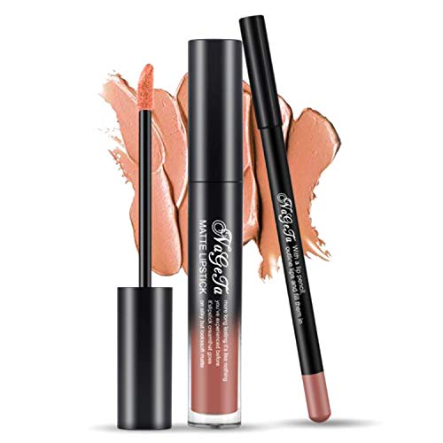Coosa 3Colors Matte Velvety Matte Liquid Lipgloss & Lip Liner Set Long Lasting Waterproof Liquid Lipstick Set (6 PCS)