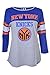 Ultra Game NBA Official Women's Raglan Baseball 3/4 Long Sleeve Shirt, New York Knicks, Team Color, Large