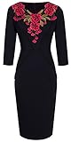 HOMEYEE Women's Vintage Floral 3/4 Sleeve Wedding Party Pencil Dress B330