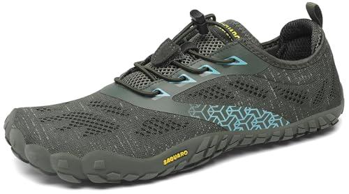 Saguaro Barfußschuhe Damen Herren Zehenschuhe Traillaufschuhe Weich Bequem Barfussschuhe Fitnessschuhe Männer Frauen Trainingsschuhe Für Joggen Laufen Wandern, Grün, 42 Eu