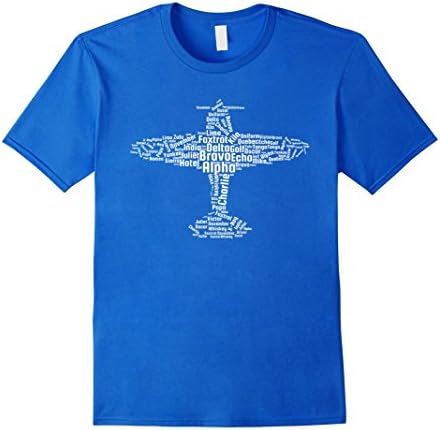 Mens Aviation Phonetic Alphabet Shirt, Flying Pilot T-Shirt XL Royal Blue