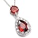 fc jory White Gold GP Ruby Color Red Pear Teardrop Halo Necklace Earrings Jewelry Set Wedding Jewelry Brides Bridesmaids