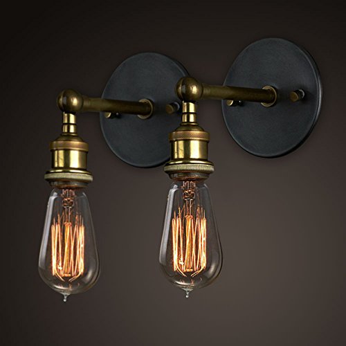 Vintage Wall Lights Copper Head, Adjustable Wall Sconce Lamp Retro Edison Brass Light Head with E27 Socket for House, Bar, Restaurants, Coffee Shop, Club Decoration (2 Packs , Bulbs not Included)