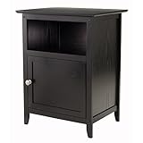Winsome Wood End Table/Night Stand with Door and Shelf, Black (Kitchen)
