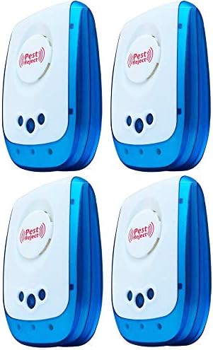 Pest Control Ultrasonic Repellent -Electronic Plug -In Repeller for Insect (4 Pack, Blue/White)