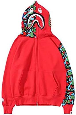 Bape Fashion Camo Print Casual Red Zip Hoodie for Men/Women