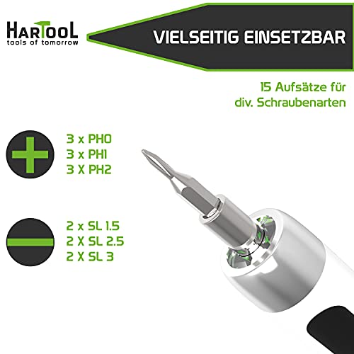 HARTOOL 15 in 1 Mini Akkuschrauber mit USB-Aufladung | Schnurloses Multitool mit Toolbox | Präzisions-DIY-Bitsatz… – Bild 3
