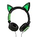 Fashional Cat Ear Headphones, IPRO Cat Earphone-LED Glowing Cat Ear Head phone-Cute Headphone for Computer,Tablet,Phone,MP3,MP4,etc-Green