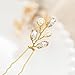 Artio Wedding Hair Pins Accessories with Crystals and Beads for Brides and Bridesmaids 3PCS (Gold)