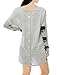 Allegra K Women's Scoop Neck Drop Shoulder Printed Tunic Knit Shirt S Black-Skull
