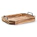 MyGift Rustic Burnt Wood 16-Inch Serving Tray with Metal Handles