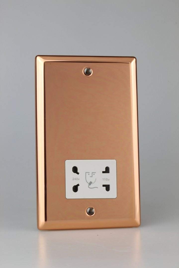 Varilight Dual Voltage Shaver Socket 230V/115V Polished Copper