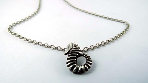 Sterling Silver Tiny Sea Horse Pendant in a Customized Length Silver Chain