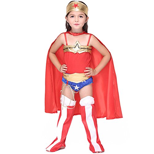 PNBB Girls Superman Costume Cosplay Fancy Dress Excluding Hand Prop,X-large Size