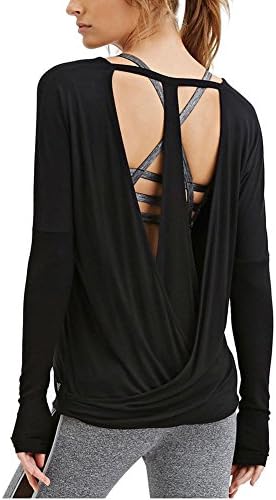 Ssyiz Sports T-Shirts Tops Women, Black X-Small