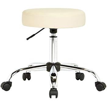 AmazonBasics Multi-Purpose Adjustable Office Drafting Spa Stool with Wheels - Beige, BIFMA Certified