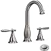 Phiestina 3-Hole 8 inch 2-Handle Brushed Nickel Widespread Bathroom Faucets with Valve and Metal Pop-Up Drain Assembly, WF017-4-BN