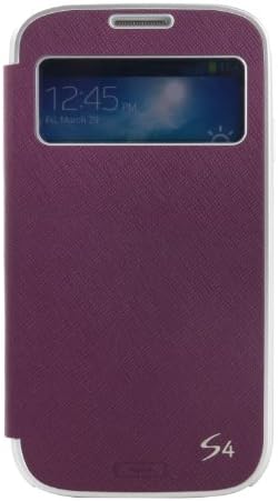 TRYIT TRYS4SVPUR S-View Flip Cover Folio Case with a Pocket and a Standing Function for Samsung Galaxy S4 - 1 Pack  - Retail Packaging - Dark Purple