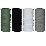QING OUTDOOR Premium Double Dry Headwear Sweat Wicking Headbands Neck Gaiter Bandana Balaclava Helmet Liner Head Wrap Scarf Sweatband Great Gifts for Men Women Set of 4