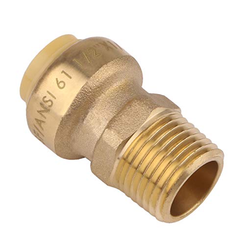 Straight Connector Plumbing Fitting, Male, 1/2 Inch by 1/2 Inch, MNPT, PEX Fittings, Push-to-Connect, Copper, CPVC,Pack of 5