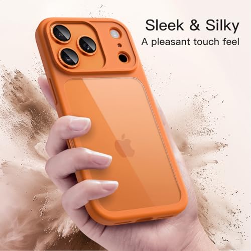 JETech Case for iPhone 17 Pro Max, Orange | Solid Colour Matte TPU Frame, Scratch Resistant, Transparent Back Case Cover
