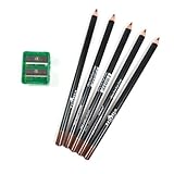 5 LIGHT BROWN ITALIA EYE LIP LINER PENCIL 1003 SET + FREE SHARPENER & FREE EARRING