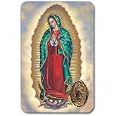 SHERMAN Our Lady of Guadalupe Laminated Catholic Prayer Holy Card with Medal and Prayer on Back