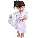 18 Inch Doll Robe in White with Towel Fits American Girl Dolls - Doll Bathrobe and Tie Belt with Towel (White)