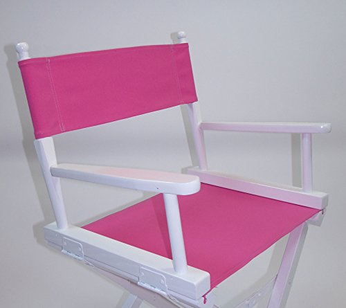 TLT Personalized Imprinted Contemporary 18 Inch Table Height White Frame Director's Chair - Pink