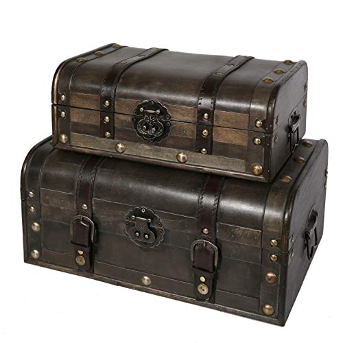 Soul & Lane Explorations Storage Chests Set of 2 Treasure Boxes Antique Wooden Crates, Toy