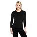 100% Merino Wool Women's Lightweight Crew - Base Layer Long Sleeve Shirt - Black - Medium