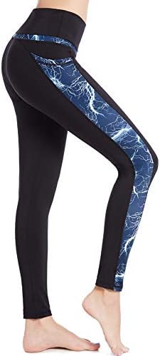 Gym Leggings Womens 3/4 Yoga Pants Running Leggings Pockets Capri Pants High Waist Workout Cropped Leggings Long Length